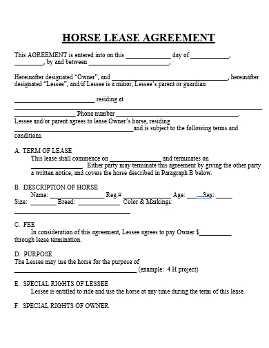 horse lease agreement