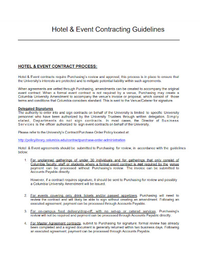 hotel event contracting guidelines