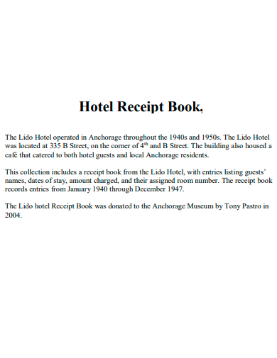 hotel receipt book