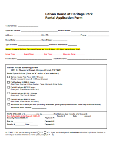 house rental application form