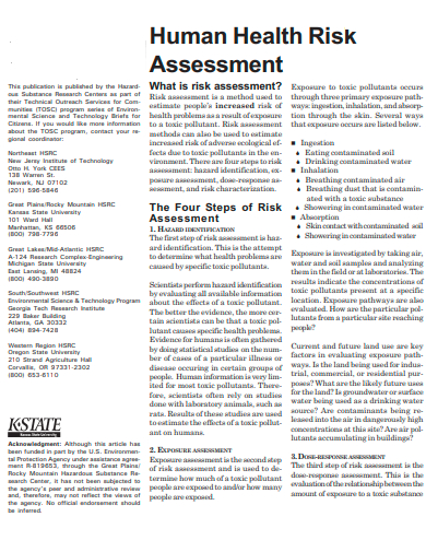 human health risk assessment