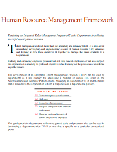 human resource management framework
