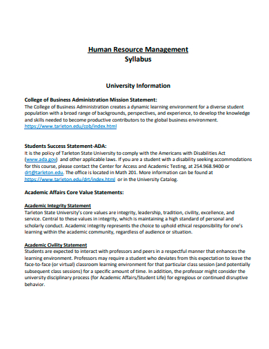human resource management syllabus