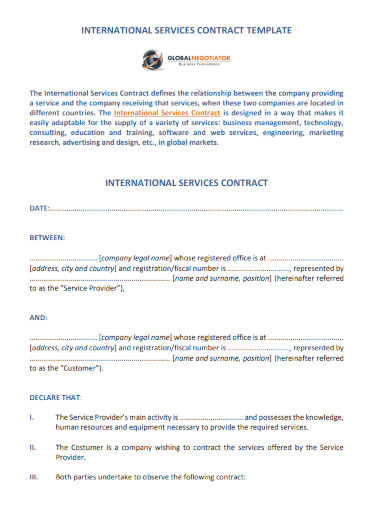 international services contract