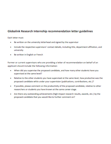 internship recommendation letter guidelines