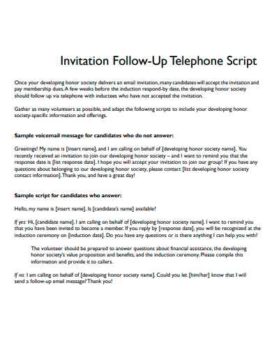 invitation follow up telephone script