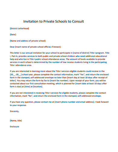 invitation to private schools to consult