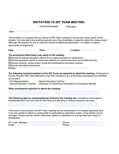 invitation to team meeting