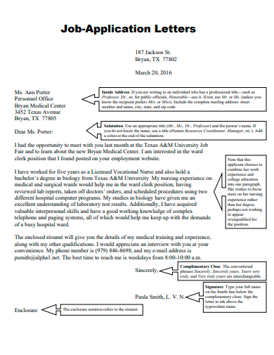job application letters