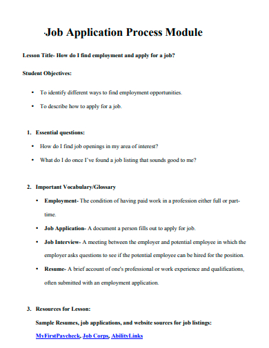 job application process module