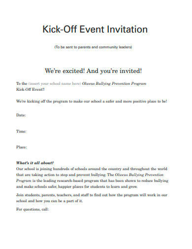 kick off event invitation