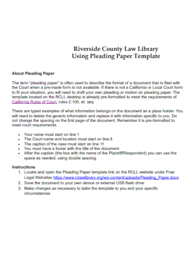 law library pleading paper