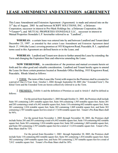 lease amendment and extension agreement