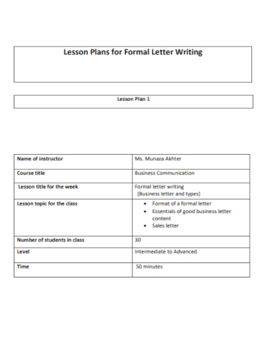 lesson plan email letter writing