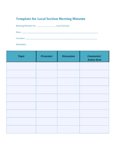 local section minutes of meeting