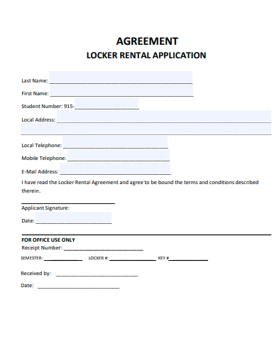 locker rental application agreement