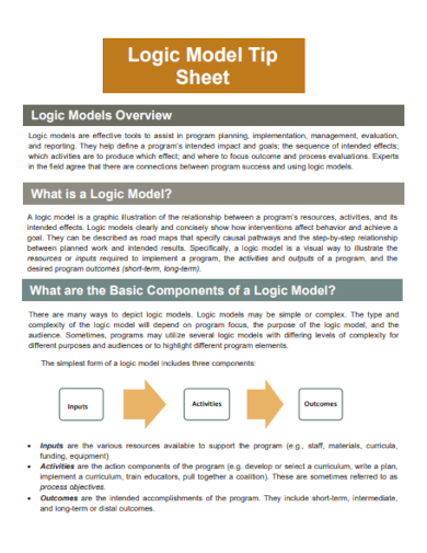 logic model tip sheet