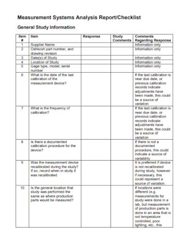 msa report checklist
