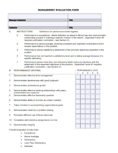 manager evaluation form