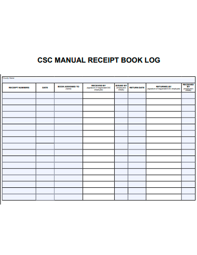 manual receipt book log