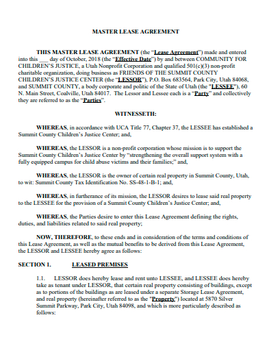 master lease agreement