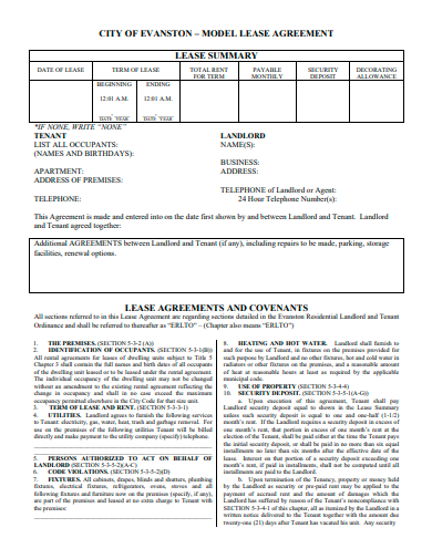 model lease agreement