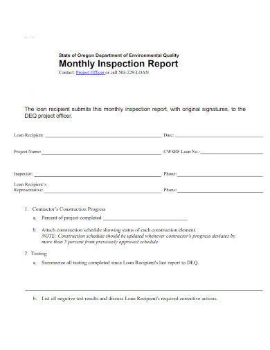 monthly inspection report