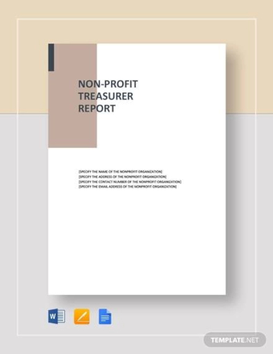 non profit treasurer report template