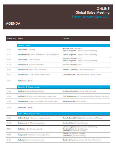 online global sales meeting agenda