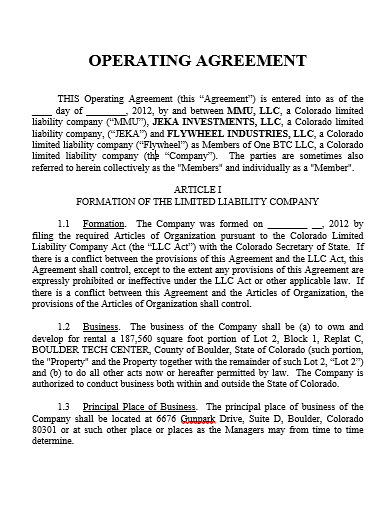 operating agreement in doc