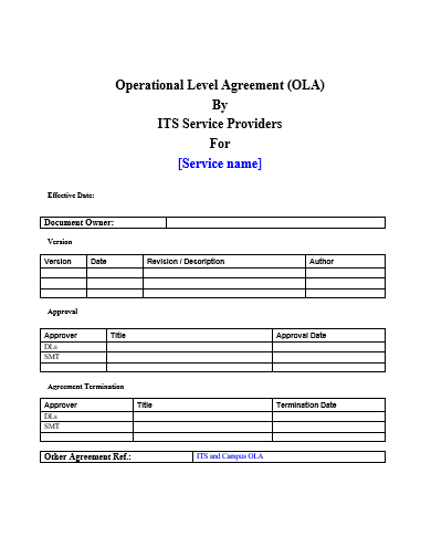 operating level agreement