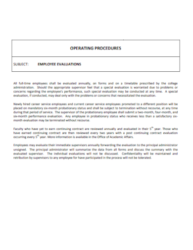 operating procedure employee evaluations