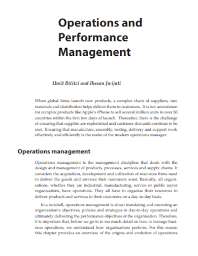 operations performance management