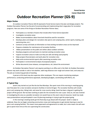 outdoor recreation planner