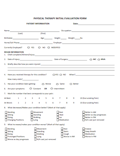 pt initial evaluation form