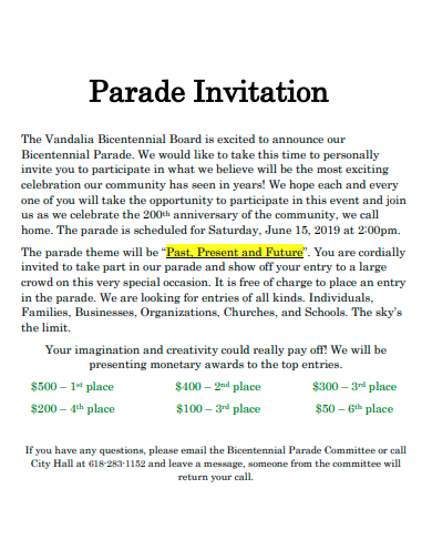 parade invitation