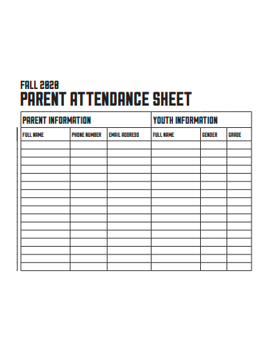 parent attendance sheet