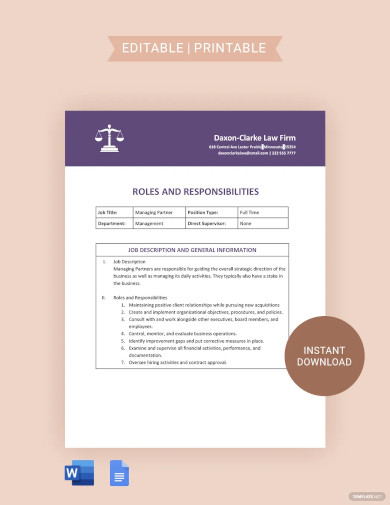 partnership roles and responsibilities template