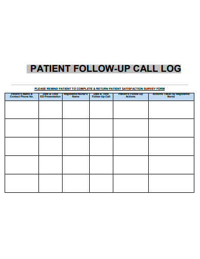 patient follow up call log
