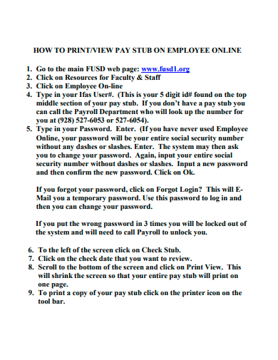 pay stub on employee online