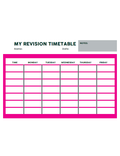 personal revision timetable