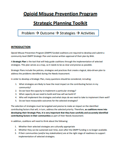 prevention program strategic planning
