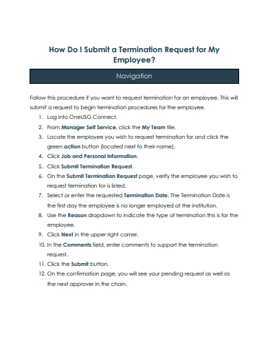 printable employee termination