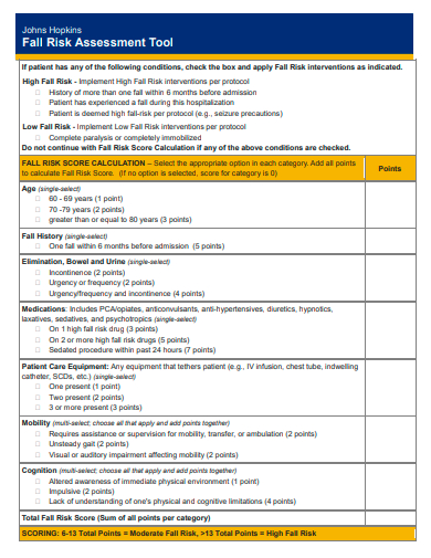 printable risk assessment
