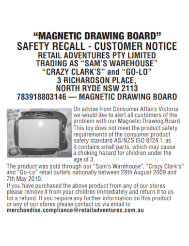 product safety magnetic drawing board