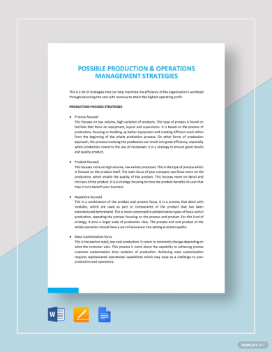 production operations management strategies template