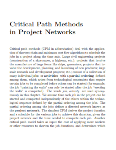 project network critical path method