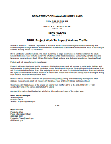 project work to impact traffic