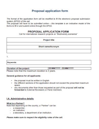 proposal application form