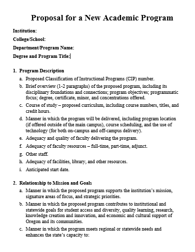 proposal for a new academic program